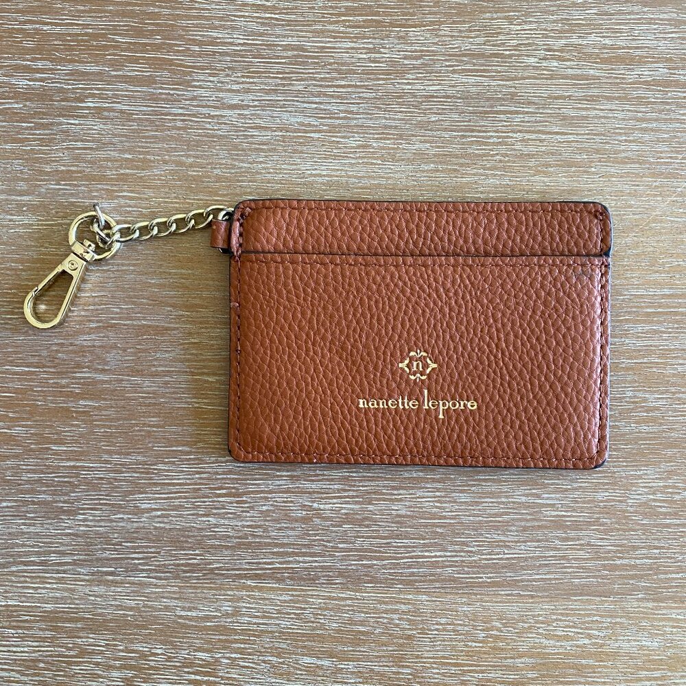 Nanette Lepore Faux Leather Credit Card ID Case Gold Security Clip